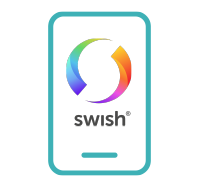 En ikon som visar en mobiltelefon med Swish-logotypen på skärmen som symboliserar en utbetalning med Swish.